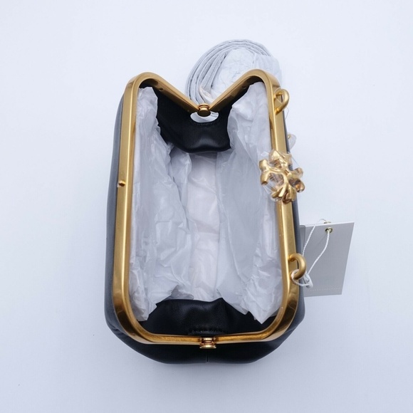 NEW Tory Burch Women's Cleo Small Leather Bag 74139-001 Black/Gold $598 MSRP - Picture 9 of 11